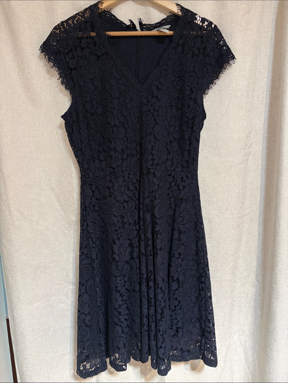 H&M Lace Fit & Flare Dress - Navy Size Small